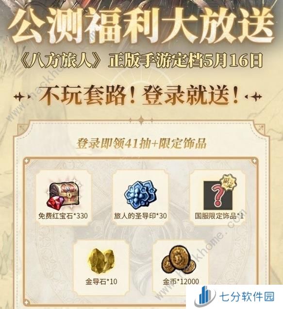 歧路旅人大陆的霸者公测福利大全 公测免费41抽领取教程[多图]图片1