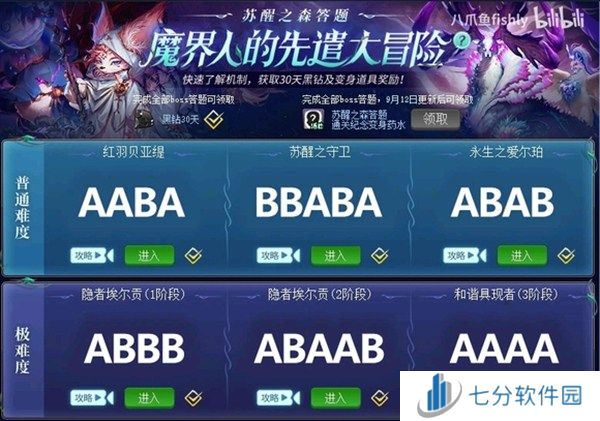 dnf手游苏醒之森答案分享 苏醒之森答题攻略